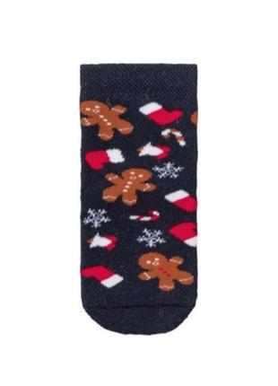 Детские махровые носки теплые термо рождественские новогодние праздничные пряник санта олень 23 24 26 27 28 29 30 размер lupilu pepperts zara4 фото
