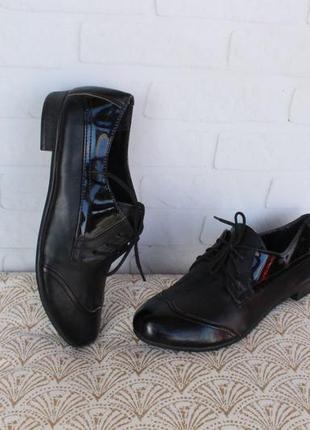 Кожаные туфли на шнурках, оксфорды, броги 36, 37 размера на низком ходу4 фото