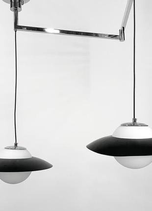 Регулюючий підвісний світильник в хромовому корпусі на 2 лампочки5 фото