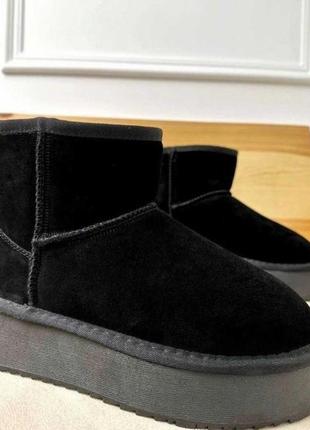 Угги, ugg короткие на платформе, танкетке, высокой подошве, натуральная замша и кожа1 фото