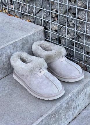 Замшевые женские угги, ugg coquette, серые, внутри овчина