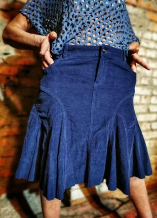 Вельветовая юбка миди расклешенная коттон хлопок e-vie микровельвет1 фото