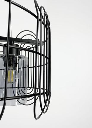 Светильник-лофт в черном каркасе3 фото