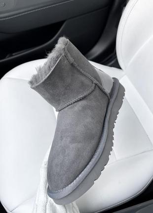 Уггі жіночі сірі (графітові) замшеві ugg zip mini grey lacquer 1 zip5 фото