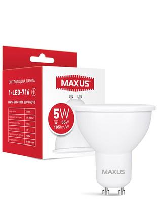 Светодиодная лампа maxus 1-led-716 mr16 5w 4100k 220v gu101 фото