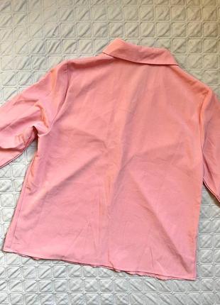 Женская розовая рубашка с драпировкой на груди от shein4 фото