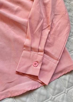 Женская розовая рубашка с драпировкой на груди от shein5 фото