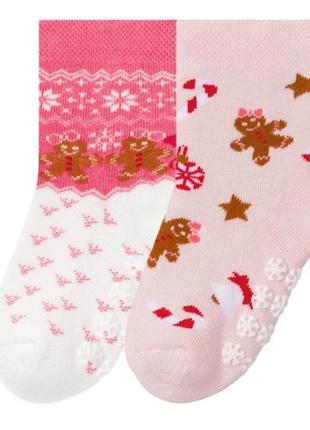 Термоноски теплые махровые зимние носки для девочки праздничные нарядные рождественские новогодние ряник санта олень 23 24 25 26