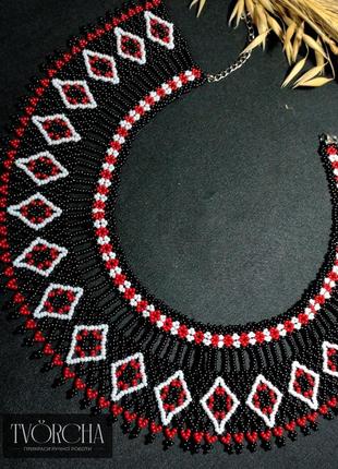 Ожерелье силянка в украинском стиле с орнаментом. ручная работа из бисера2 фото