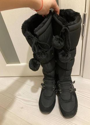 Високі зимові чоботи сапоги дутики замша меховые теплі3 фото