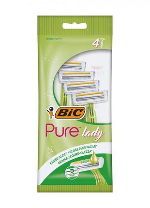 Бритвы одноразовые bic pure3 lady женские, 4 шт