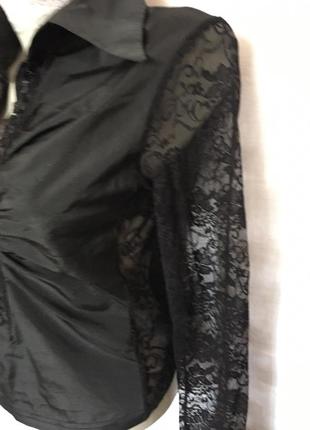 Стильная черная блуза с кружевной спинкой и рукавами / etensive / s2 фото