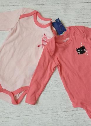 Красивый комплект бодики 2шт lupilu для девочки, р.62-68, новые