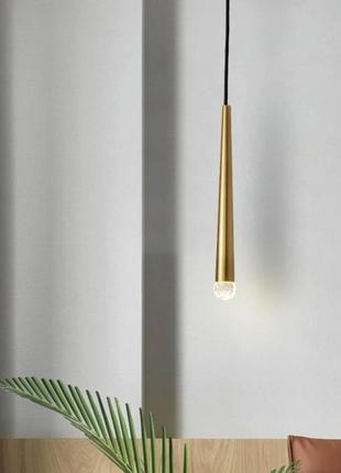 Дизайнерский подвесной светильник в латунном каркасе.3 фото
