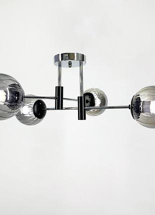 Стельова люстра в корпусі хром на 4 плафони