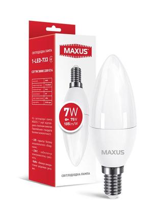 Лампа світлодіодна maxus 1-led-733 c37 7w 3000k 220v e14