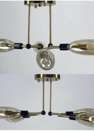 Потолочный лофт люстра в корпусе латунь с удлиненным уникальным плафоном 664_922
