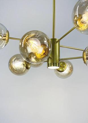 Стельова лофт люстра на 6/8 та 12 плафонів у корпусі золотого кольору 143_203