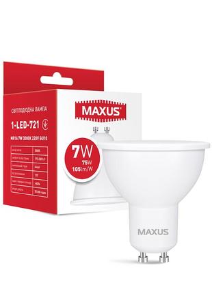 Світлодіодна лампа maxus 1-led-721 mr16 7w 3000k 220v gu10