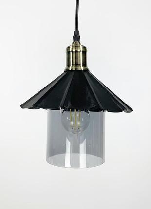Подвесной светильник в стиле loft с плафоном графит или янтарь.4 фото