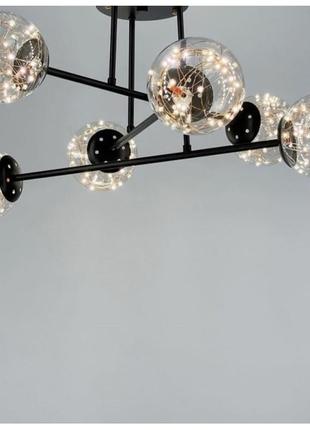 Стельова люстра в чорному корпусі з вбудованими світлодіодами