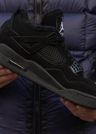 Зимние женские кроссовки nike air jordan 4 winter black cat (мех) 36-37-386 фото