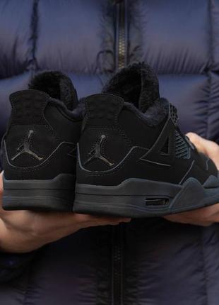 Зимние женские кроссовки nike air jordan 4 winter black cat (мех) 36-37-383 фото