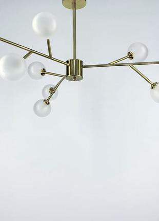 Стельовий лофт люстра в корпусі латунь з матовими плафонами 122_170