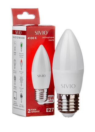 Led лампа sivio 8вт c37 біла нейтральна e27 4100k