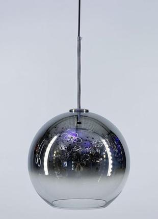 Серія підвісних світильників із глянсовим плафоном із хромованим напиленням.
