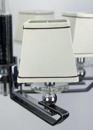 Классический светильник с тканевым абажуром с экокожией черного цвета.4 фото