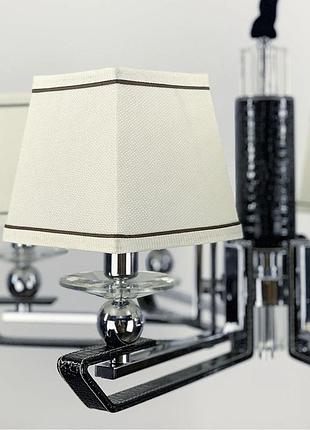 Класичний світильник з абажуром з екошкірою чорного кольору.6 фото