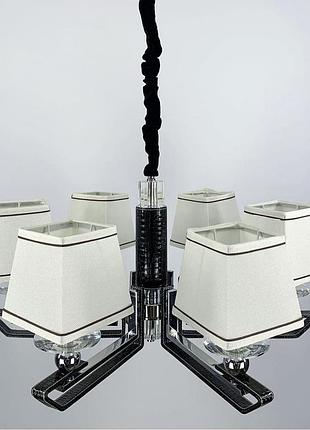 Класичний світильник з абажуром з екошкірою чорного кольору.8 фото