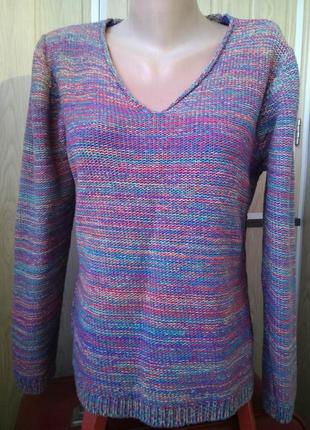 Оригинальный радужный меланжевый пуловер джемпер лонгслив etam/xxl/50% коттон2 фото
