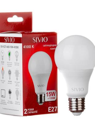 Led лампа sivio 15вт a65 біла нейтральна e27 4100k