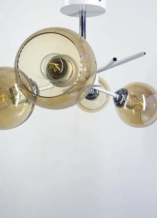 Стельова лофт люстра в білому на 4 плафони 695_9772 фото
