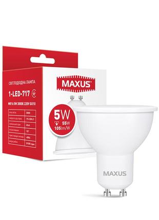 Світлодіодна лампа maxus 1-led-717 mr16 5w 3000k 220v gu10