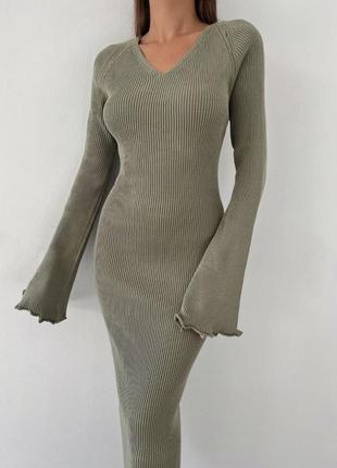 Елегантна жіночна сукня міді з довгими рукавами і завʼязками на спині мустанг базова3 фото