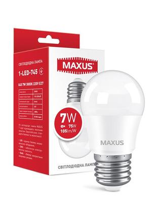 Светодиодная лампа maxus 1-led-745 g45 7w 3000k 220v e271 фото