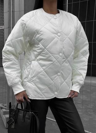 Стильная трендовая куртка стеганая короткая плащевка базовая2 фото