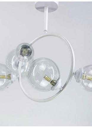 Стельова лофт люстра у формі кільця білого кольору з прозорими плафонами bubble 366_518