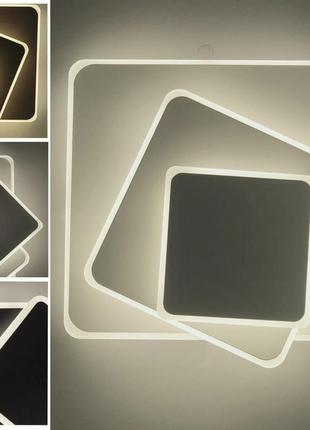 Стельовий або настінний led світильник-трансформер на три квадрати6 фото