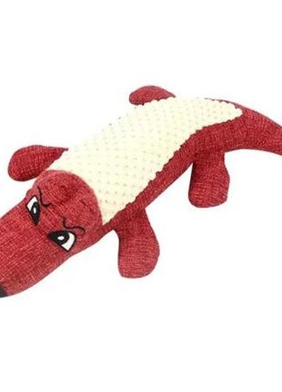 Іграшка для собак м'яка з пищалкою крокодил червоний