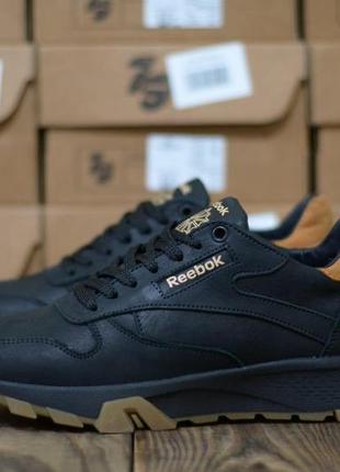 Кроссовки мужские кожаные зимние reebok из натуральной кожи с мехом мужская зимняя обувь рибок утепленные2 фото