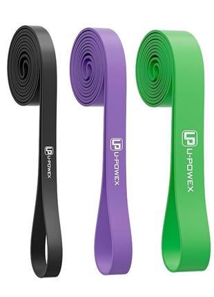 Резинові петлі для тренувань u-powex up_1073 power band набір 3шт. black/purple/green (9-57kg)2 фото