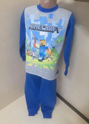 Теплая подростковая пижама для мальчика minecraft начес байка р.122 128 134 140 146 1525 фото
