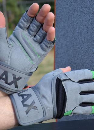 Перчатки для фитнеса и тяжелой атлетики madmax mfg-860 wild grey/green s5 фото