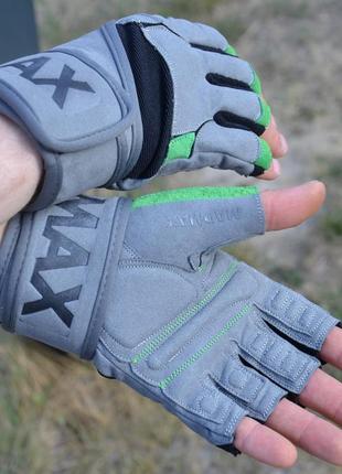 Рукавички для фітнесу та важкої атлетики madmax mfg-860 wild grey/green s8 фото