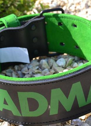 Пояс для тяжелой атлетики madmax mfb-302 quick release belt кожаный black/green m6 фото