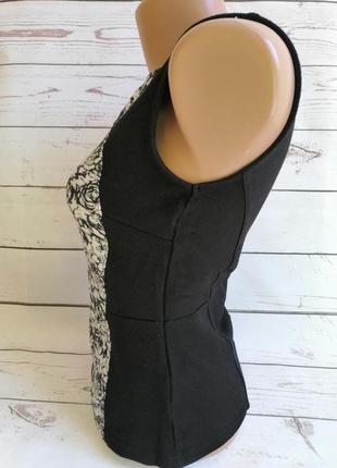 Блуза черно-бежевая в цветы3 фото